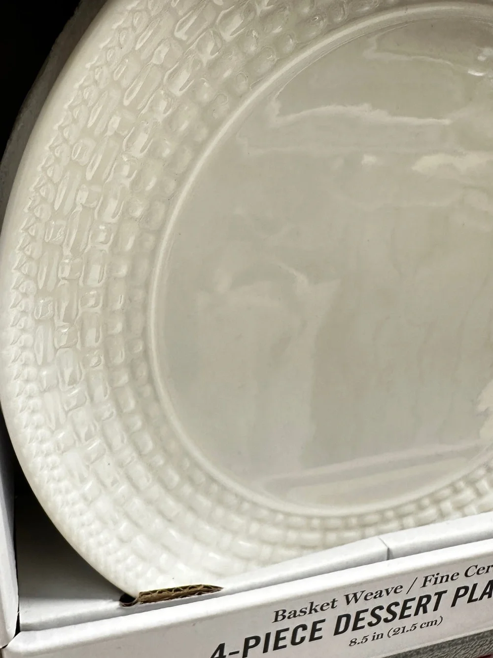 Fine Ceramic Basket Weave Dessert Plate - Cream Martha Stewart set-4 new